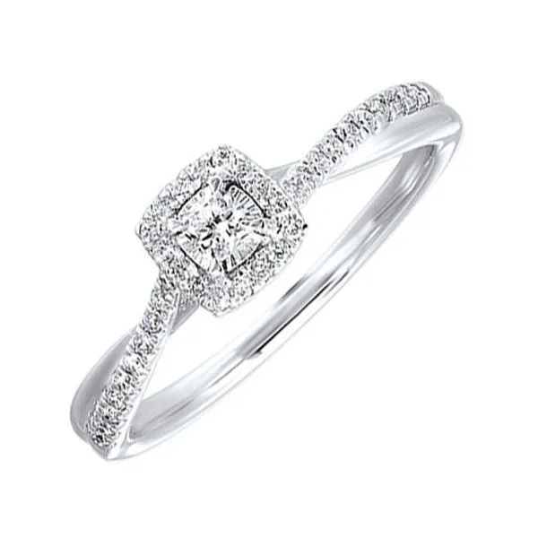 14K White Twisted Diamond Engagement Ring with Halo Blocher Jewelers Ellwood City, PA