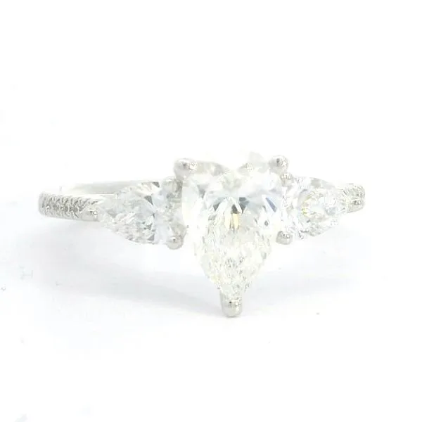 14kt White Gold Ring Size 6.5  with 1.01 CT Pear Shaped Lab Grown Diamond Center Stone Image 2 Blocher Jewelers Ellwood City, PA