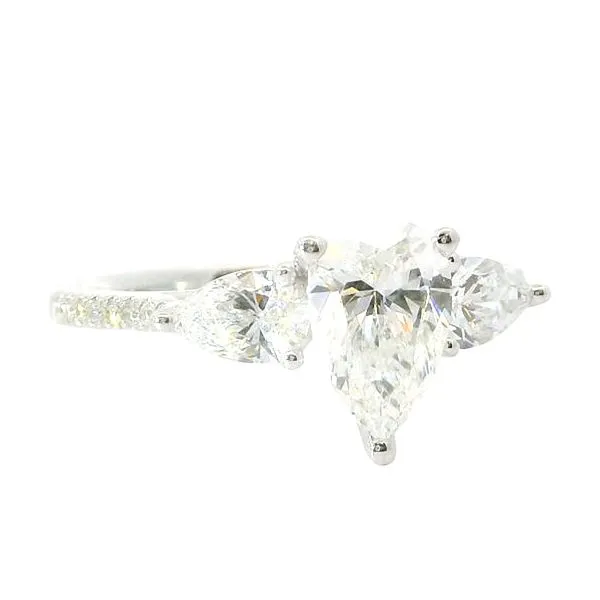 14kt White Gold Ring Size 6.5  with 1.01 CT Pear Shaped Lab Grown Diamond Center Stone Blocher Jewelers Ellwood City, PA