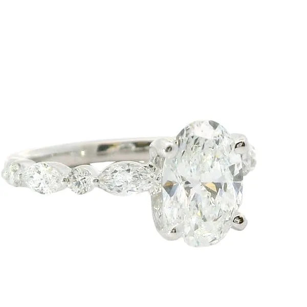 14Kt White Gold Ring Size 6.5  With 1.54 Ct Oval Shaped Lab Grown Diamond Center Stone Image 2 Blocher Jewelers Ellwood City, PA