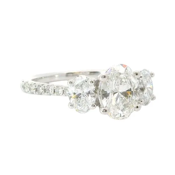 14kt White Gold Ring Size 6.5  with 1.03 CT Oval Shaped Lab Grown Diamond Center Stone Image 2 Blocher Jewelers Ellwood City, PA
