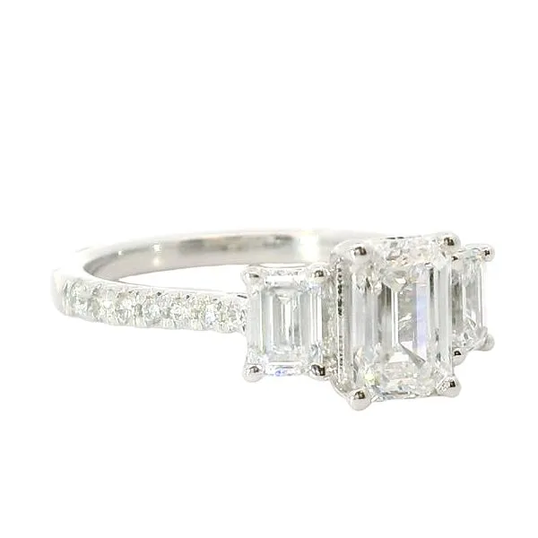 14kt White Gold Ring Size 6.5  with 1.07 CT Emerald Shaped Lab Grown Diamond Center Stone Image 2 Blocher Jewelers Ellwood City, PA