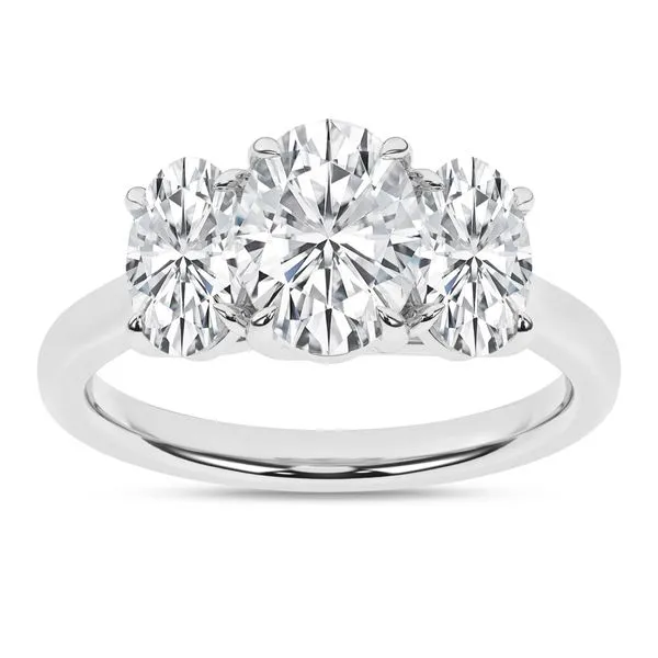 14K White Gold Lab Grown Diamond Oval 3 Stone Engagement Ring 3.05CTW Blocher Jewelers Ellwood City, PA