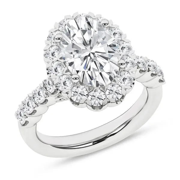 14K White Gold Lab-Grown Diamond Halo Engagement Ring 3.09CT Blocher Jewelers Ellwood City, PA