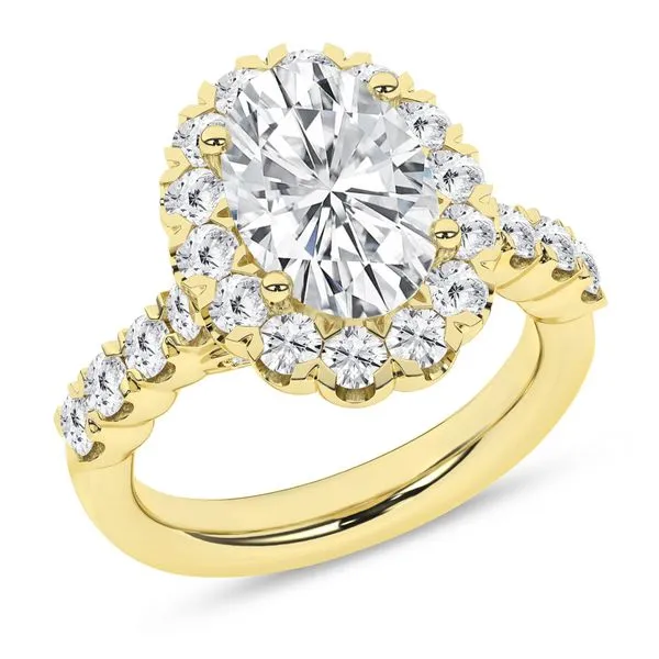 14K Yellow Gold Lab Grown Diamond Oval Halo Engagement Ring 3.09CTW Blocher Jewelers Ellwood City, PA