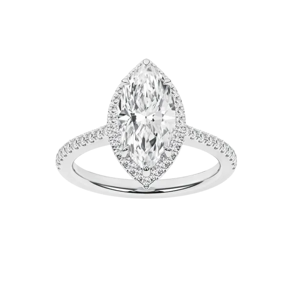 14K White Gold Lab Grown Diamond Marquise Halo Engagement Ring 2.33CTW Blocher Jewelers Ellwood City, PA