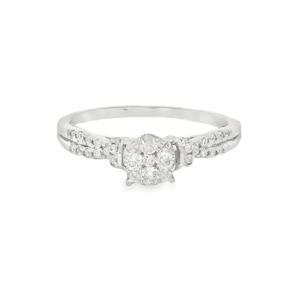 14K White Gold 0.25ctw Cluster Diamond Engagement Ring, Size 7.25 Blocher Jewelers Ellwood City, PA