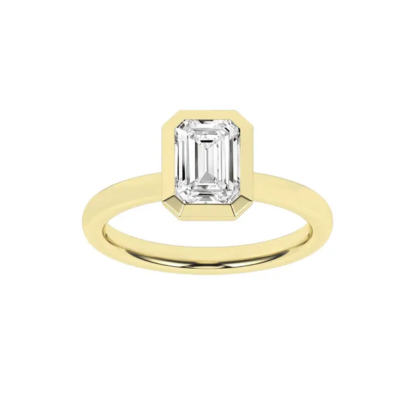 14K Yellow Gold Lab Grown Diamond Emerald Solitaire Bezel Set Engagement Ring 1.53CT Blocher Jewelers Ellwood City, PA