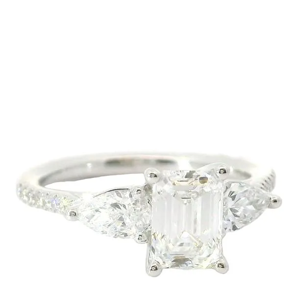14kt White Gold Ring Size 6.5  with 1.07 CT Emerald Shaped Lab Grown Diamond Center Stone Blocher Jewelers Ellwood City, PA