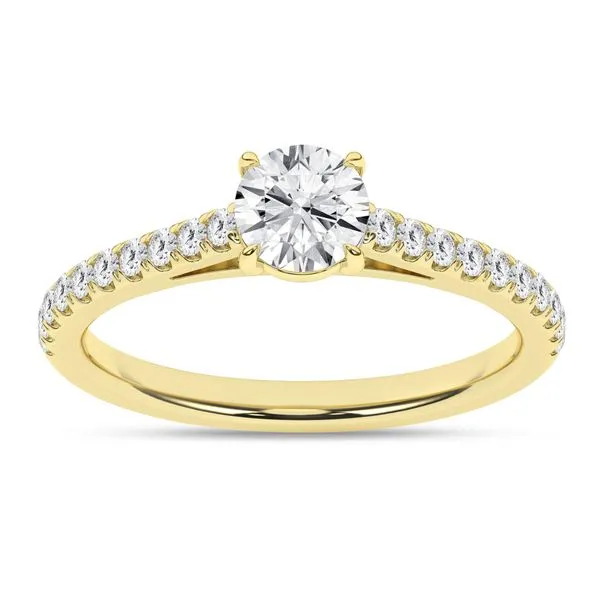14K Yellow Gold Lab Grown Diamond Engagement Ring with 1.0CT Round Center and 0.25Tw Accent Diamonds, 1.25Ctw Blocher Jewelers Ellwood City, PA