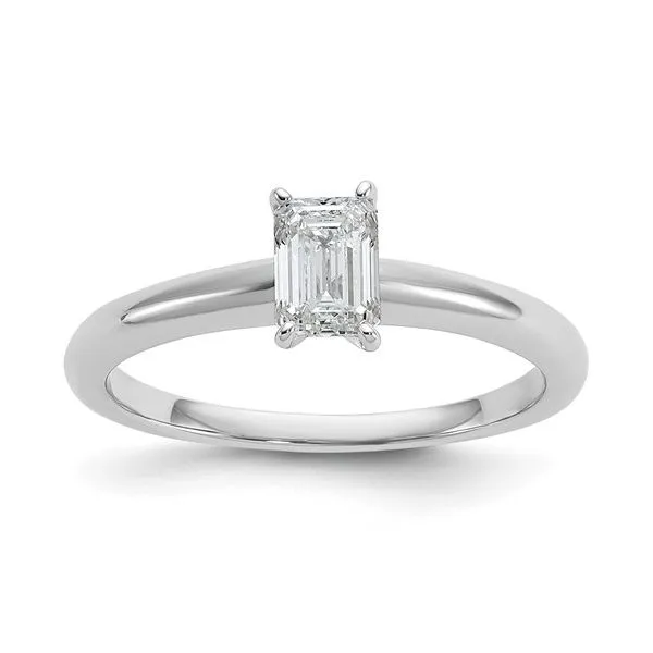 14k White Gold 0.59CT Certified Lab Grown Diamond VS+ F+ Emerald Solitare Engagement Ring Blocher Jewelers Ellwood City, PA