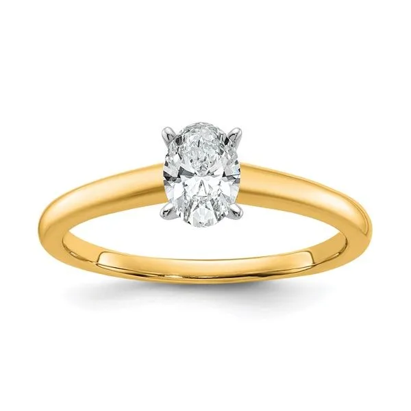 14K Two-Tone 0.50CT Lab Grown Diamond Vs/Si+ G+ Oval Solitare Engagement Ring Blocher Jewelers Ellwood City, PA