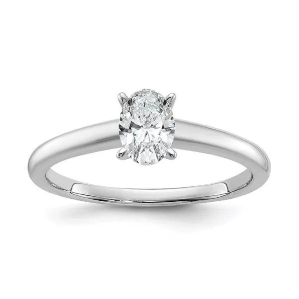 14K White Gold 0.50CT Lab Grown Diamond Vs/Si+ G+ Oval Solitare Engagement Ring Blocher Jewelers Ellwood City, PA