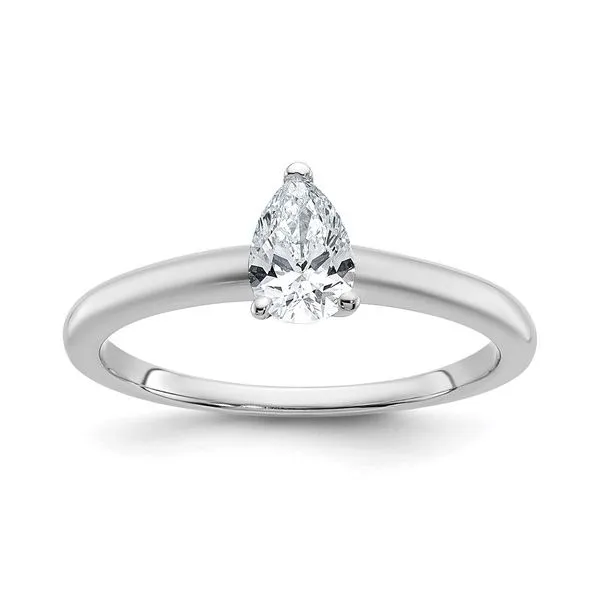 14K White Gold 0.52 CT Certified Lab Grown Diamond Vs+ F+ Pear Solitare Engagement Ring Blocher Jewelers Ellwood City, PA
