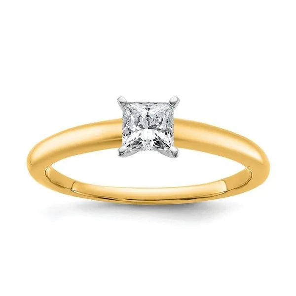 14K Two-Tone 0.50CT Lab Grown Diamond Vs/Si+ G+ Princess Solitare Engagement Ring Blocher Jewelers Ellwood City, PA