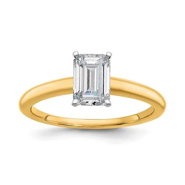 14K Two-Tone 1.0CT Lab Grown Diamond Vs/Si+ G+ Emerald Solitare Engagement Ring Blocher Jewelers Ellwood City, PA
