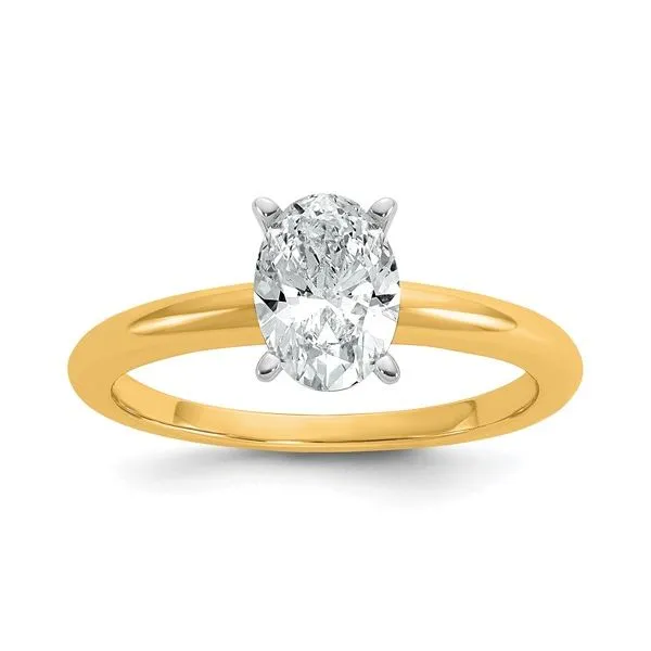 14K Two-Tone 1.01CT Certified Lab Grown Diamond Oval Solitare Engagement Ring, E Color, VS2 Clarity Blocher Jewelers Ellwood City, PA