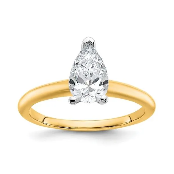 14K Two-Tone 1.0CT Lab Grown Diamond Vs/Si+ G+ Pear Solitare Engagement Ring Blocher Jewelers Ellwood City, PA