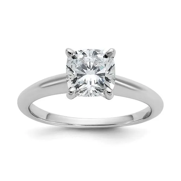 14K White Gold1.50CT Lab Grown Diamond Vs+ F+ Cushion Solitare Engagement Ring Blocher Jewelers Ellwood City, PA