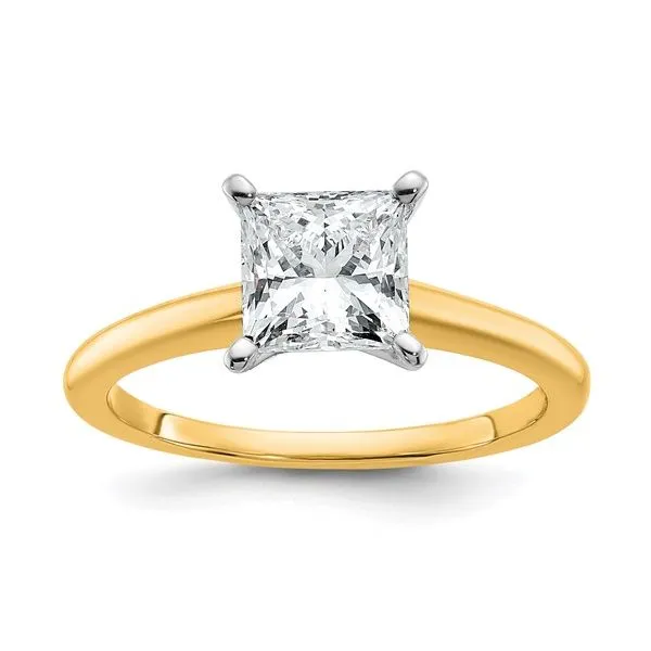 14K Two-Tone 1.52CT Certified Lab Grown Diamond Princess Solitare Engagement Ring, F Color, VS2 Clarity Blocher Jewelers Ellwood City, PA