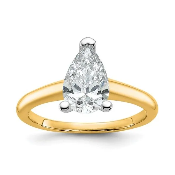 14K Two-Tone 1.5CT Lab Grown Diamond Vs/Si+ G+ Pear Solitare Engagement Ring Blocher Jewelers Ellwood City, PA
