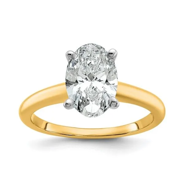 14K Two-Tone 2.0CT Lab Grown Diamond Vs/Si+ G+ Oval Solitare Engagement Ring Blocher Jewelers Ellwood City, PA