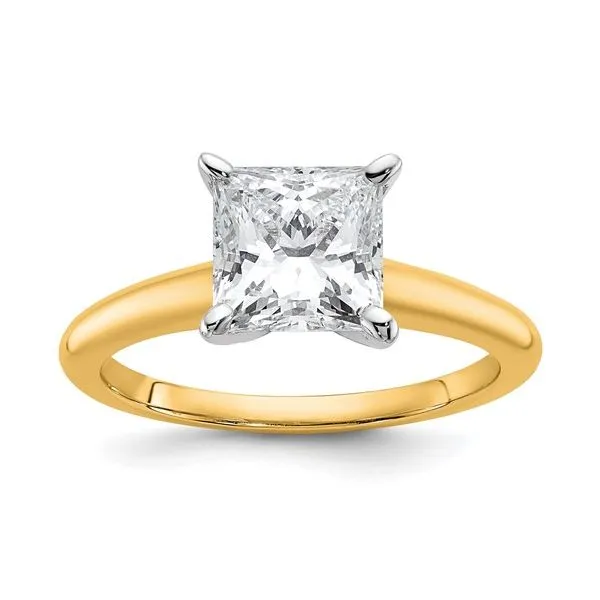 14K Two-Tone 2.05CT Certified Lab Grown Diamond Princess Solitare Engagement Ring, F Color, VVS2 Clarity Blocher Jewelers Ellwood City, PA