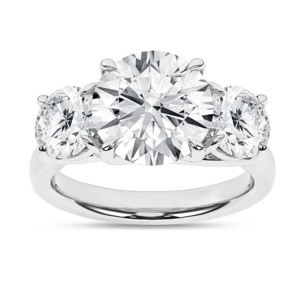 14KWG 5ctw Round Lab Grown Diamond 3-Stone Ring, E-F, VS, Size 7 Blocher Jewelers Ellwood City, PA