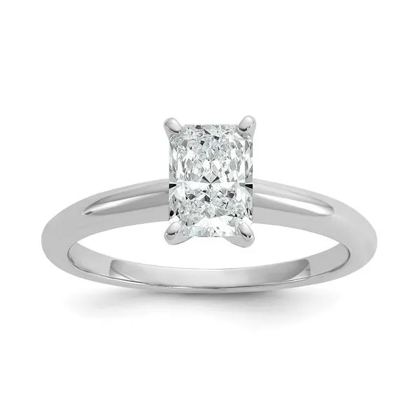 14K White Gold 1.0CT Lab Grown Diamond Vs/Si+ G+ Radiant Solitare Engagement Ring Blocher Jewelers Ellwood City, PA