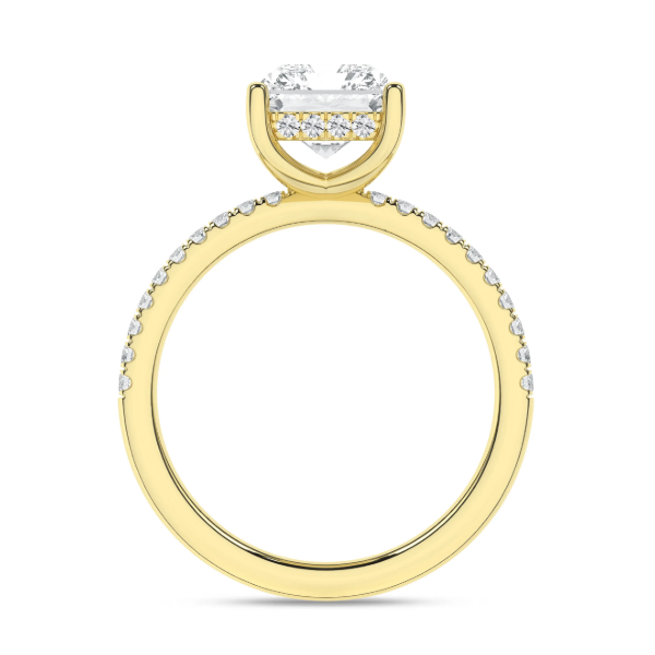 14K YG 3.07ct Radiant Lab Grown Diamond Engagment Ring with Hidden Halo, F, VS, Size 7, 3.3ctw Image 2 Blocher Jewelers Ellwood City, PA
