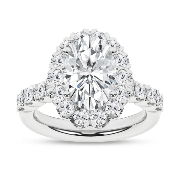 14K White Gold 2.07ct Oval Lab-Grown Diamond Halo Engagement Ring, 3.1ctw, Size 7 Image 2 Blocher Jewelers Ellwood City, PA