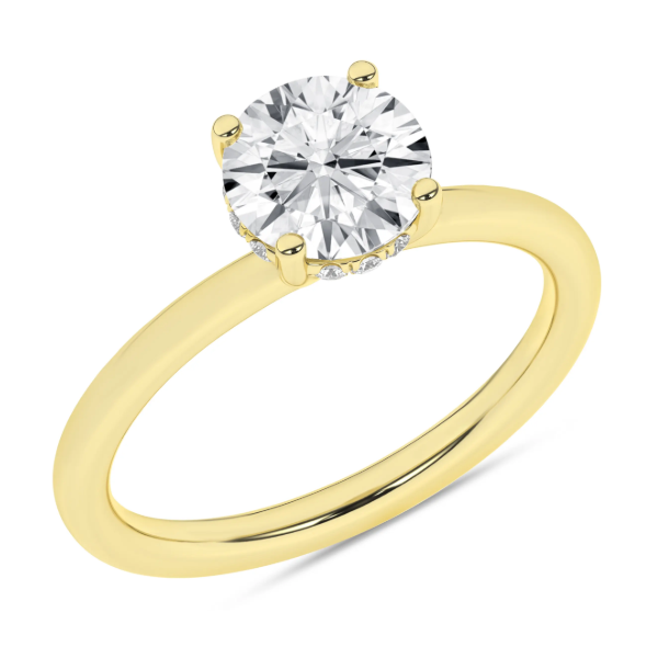 14K YG 1.57ctw Round Lab Grown Diamond Hidden Halo Engagement Ring, Size 7 Blocher Jewelers Ellwood City, PA