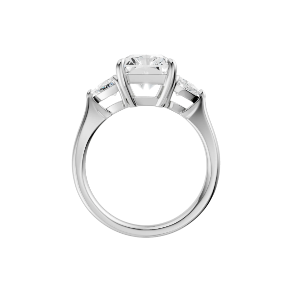 14K WG 3.08ct Radiant Cut Center with Trillions on Either Side Lab Grown, 3.78ctw, E/F, VS, Size 7 Image 2 Blocher Jewelers Ellwood City, PA