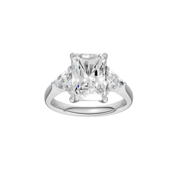 14K WG 3.08ct Radiant Cut Center with Trillions on Either Side Lab Grown, 3.78ctw, E/F, VS, Size 7 Image 3 Blocher Jewelers Ellwood City, PA