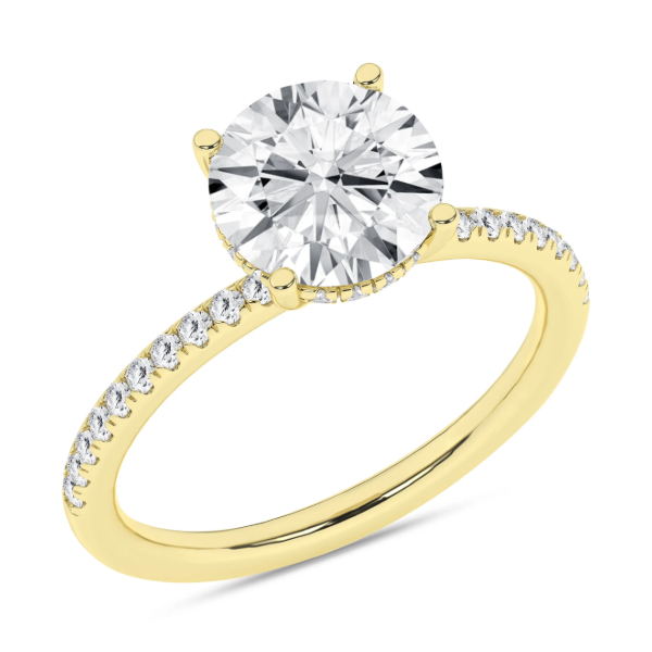 14K YG 3ct Round Lab Grown Diamond Hidden Halo Engagement Ring, Size 7, 3.25ctw Blocher Jewelers Ellwood City, PA