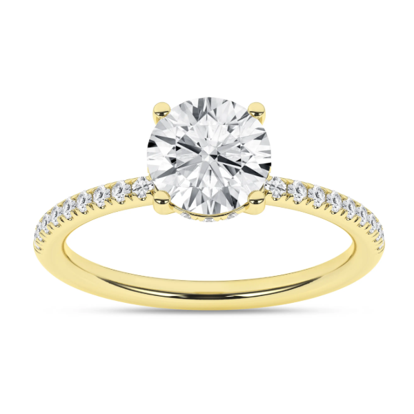 14K YG 1.46ct Round Lab Grown Solitaire Hidden Halo Engagement Ring, Size 7, 1.7ctw Image 3 Blocher Jewelers Ellwood City, PA