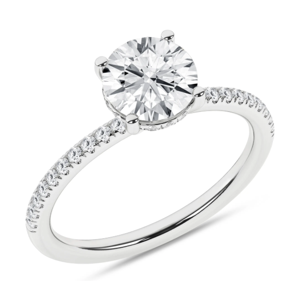 14K WG 1.45ct Round Lab Grown Hidden Halo Engagment Ring, Size 7, 1.7ctw, E/F, VS Blocher Jewelers Ellwood City, PA
