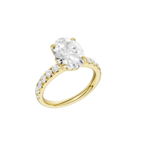14K YG 2.53ct Oval Cut Lab Grown Diamond Tulip Head Engagement Ring, Size 7, 3.01ctw, E/F, VS Blocher Jewelers Ellwood City, PA