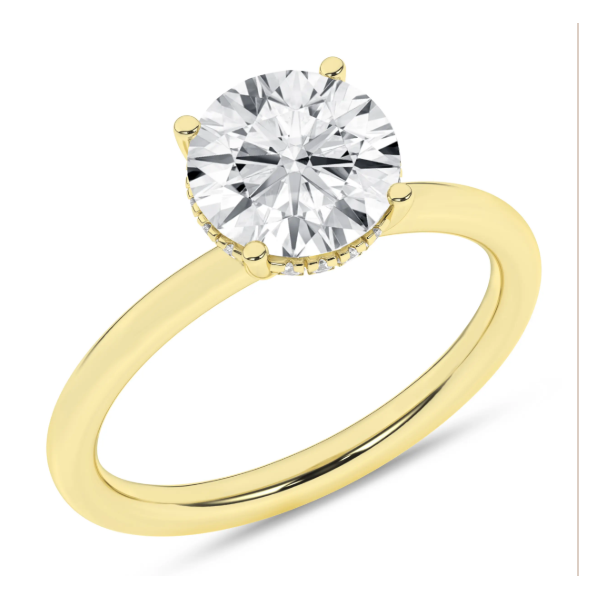 14K YG 3.01ct Round Lab Grown Diamond Hidden Halo Engagement Ring, Size 7, 3.09ctw, E/F, VS Blocher Jewelers Ellwood City, PA