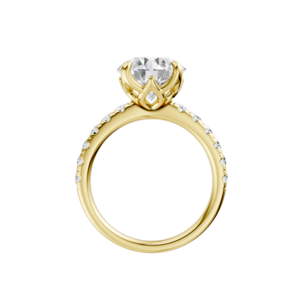 14K YG 3.06ct Round Lab Grown Diamond Tulip Head Engagement Ring, Claw Prongs, Size 7, 3.54ctw, E/F, VS Image 2 Blocher Jewelers Ellwood City, PA