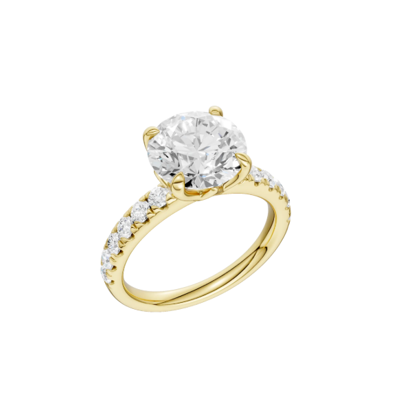 14K YG 3.06ct Round Lab Grown Diamond Tulip Head Engagement Ring, Claw Prongs, Size 7, 3.54ctw, E/F, VS Blocher Jewelers Ellwood City, PA
