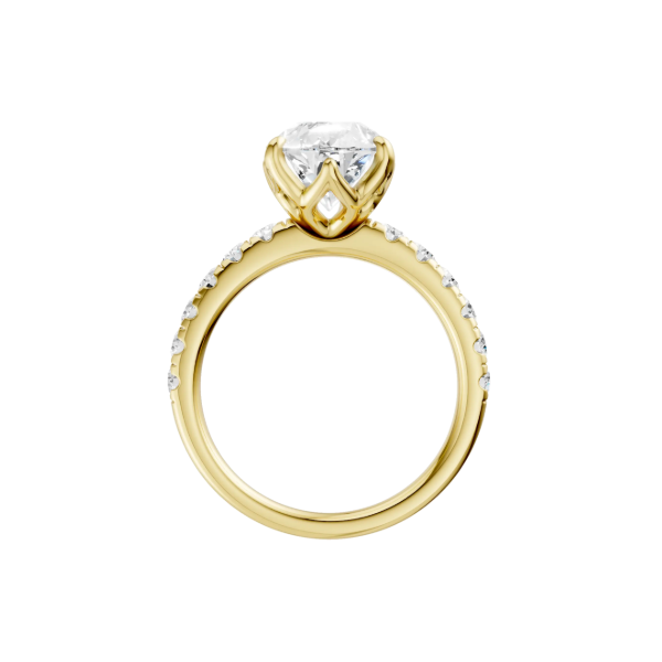 14K YG 2.99ct Pear Cut Lab Grown Diamond Tulip Head Engagement Ring, Claw Prongs, Size 7, 3.49ctw, E/F, VS Image 2 Blocher Jewelers Ellwood City, PA