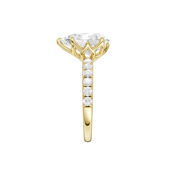 14K YG 2.99ct Pear Cut Lab Grown Diamond Tulip Head Engagement Ring, Claw Prongs, Size 7, 3.49ctw, E/F, VS Image 3 Blocher Jewelers Ellwood City, PA