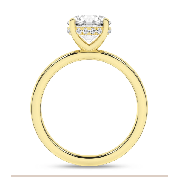 14K YG 1.99ct Round Lab Grown Solitaire Hidden Halo Engagement Ring, Size 7, 2.07ctw, E/F, VS Image 2 Blocher Jewelers Ellwood City, PA