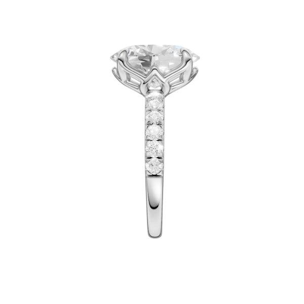 14K WG 4.09ct Oval Cut Lab Grown Diamond Tulip Head Engagement Ring, Claw Prongs, Size 7, 4.58ctw, E/F, VS Image 2 Blocher Jewelers Ellwood City, PA