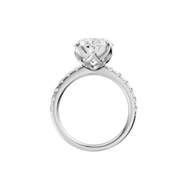 14K WG 4.09ct Oval Cut Lab Grown Diamond Tulip Head Engagement Ring, Claw Prongs, Size 7, 4.58ctw, E/F, VS Image 3 Blocher Jewelers Ellwood City, PA
