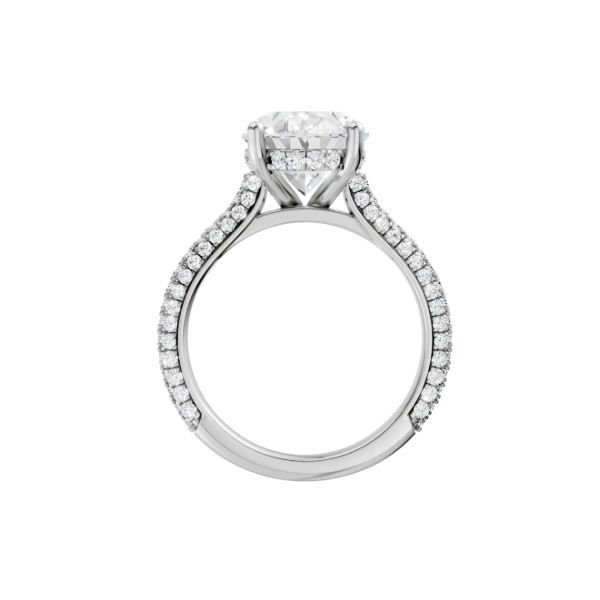14K WG 4.04ct Oval Cut Lab Grown Diamond Hidden Halo Pave Set Engagement Ring, Size 7, 4.7ctw, E/F, VS Image 2 Blocher Jewelers Ellwood City, PA