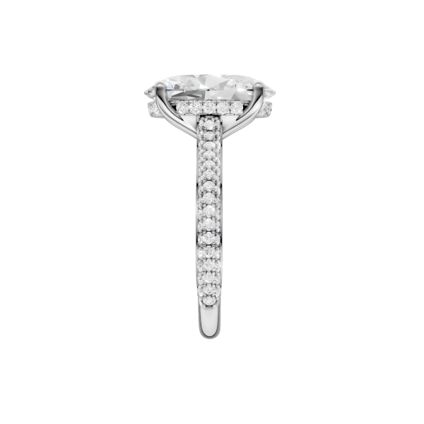 14K WG 4.04ct Oval Cut Lab Grown Diamond Hidden Halo Pave Set Engagement Ring, Size 7, 4.7ctw, E/F, VS Image 3 Blocher Jewelers Ellwood City, PA