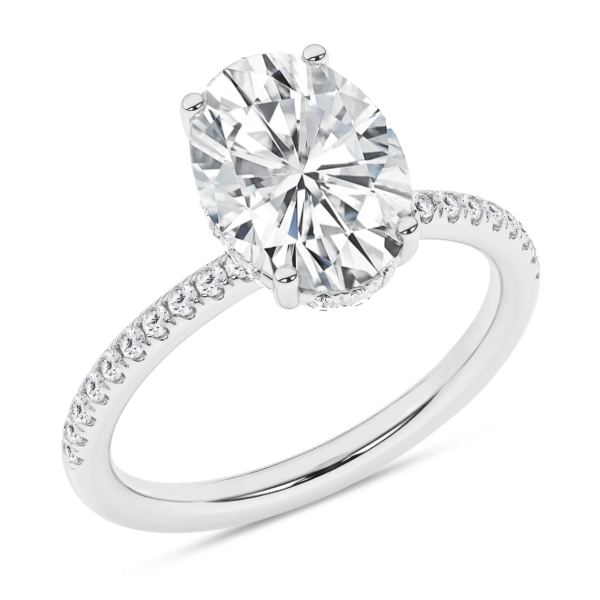 14K WG 2.56ct Oval Cut Lab Grown Diamond Hidden Halo Engagement Ring, Size 7, 2.81ctw, E/F, VS Blocher Jewelers Ellwood City, PA