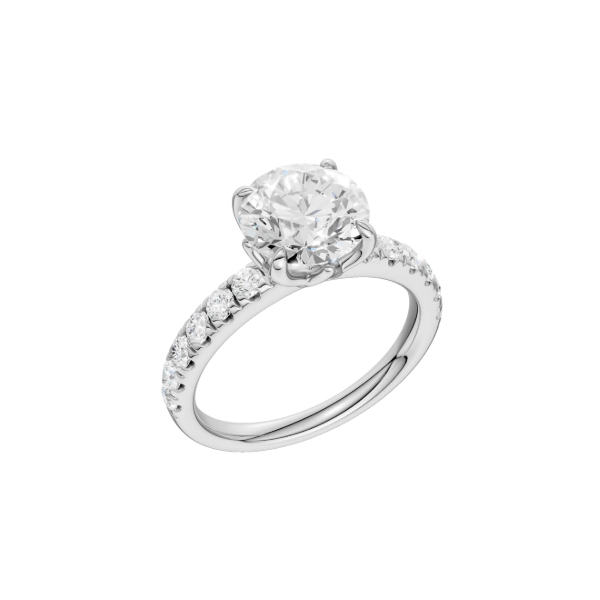14K WG 2.53ct Round Lab Grown Diamond Tulip Head Engagement Ring, Size 7, 3.03ctw, E/F, VS Blocher Jewelers Ellwood City, PA